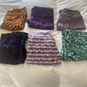 Mixed Patterned Leggings Bundle - Leopard, Floral, Teal & Purple Prints